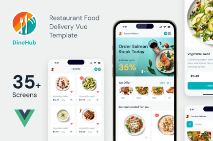 DineHub - Food Delivery Vue App with Backend