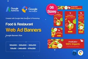 Food and Restaurant Banners HTML5 Ad D80 – GWD and PSD