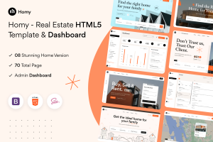 Homy – Real Estate HTML5 Template and Dashboard