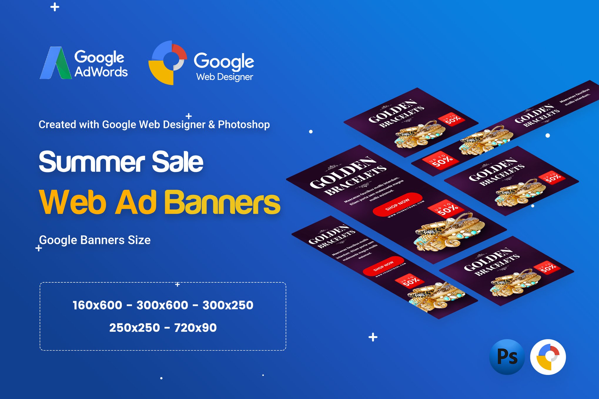 Jewelry Golden Banners Ad - GWD and PSD