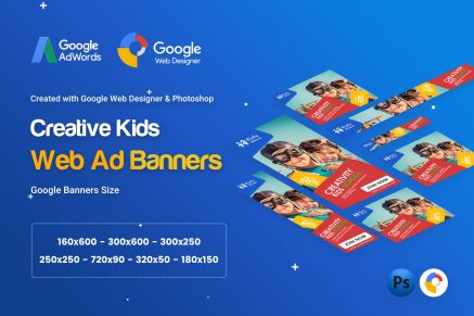 Kids Creative and School Banners Ad - GWD and PSD