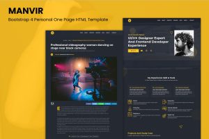 Manvir – Bootstrap 4 Personal One Page HTML