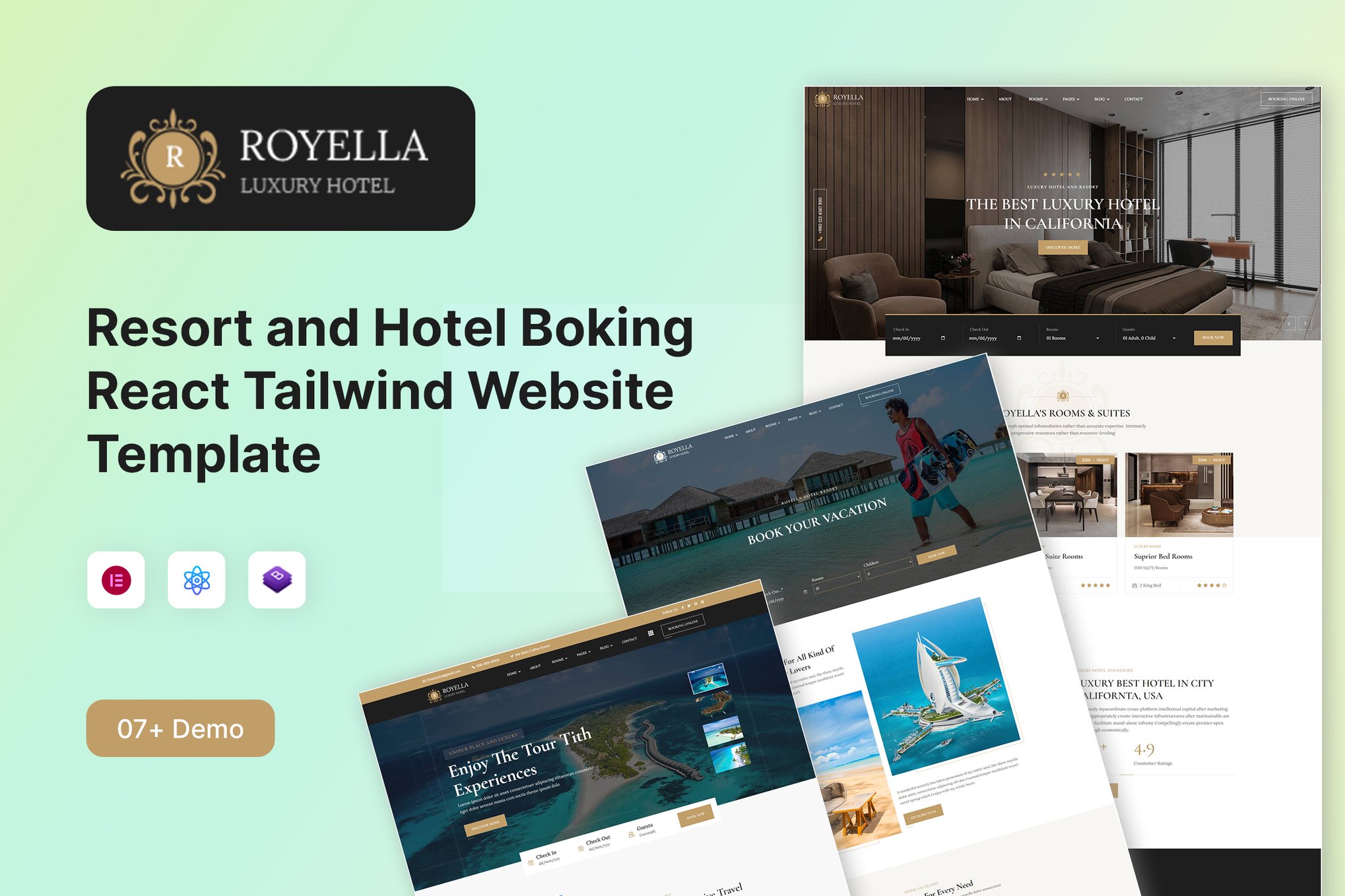 Resort and Hotel Boking React Tailwind Template