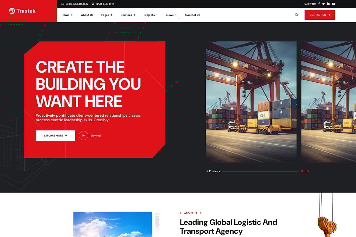 Trastek - Transport and Logistics React Template