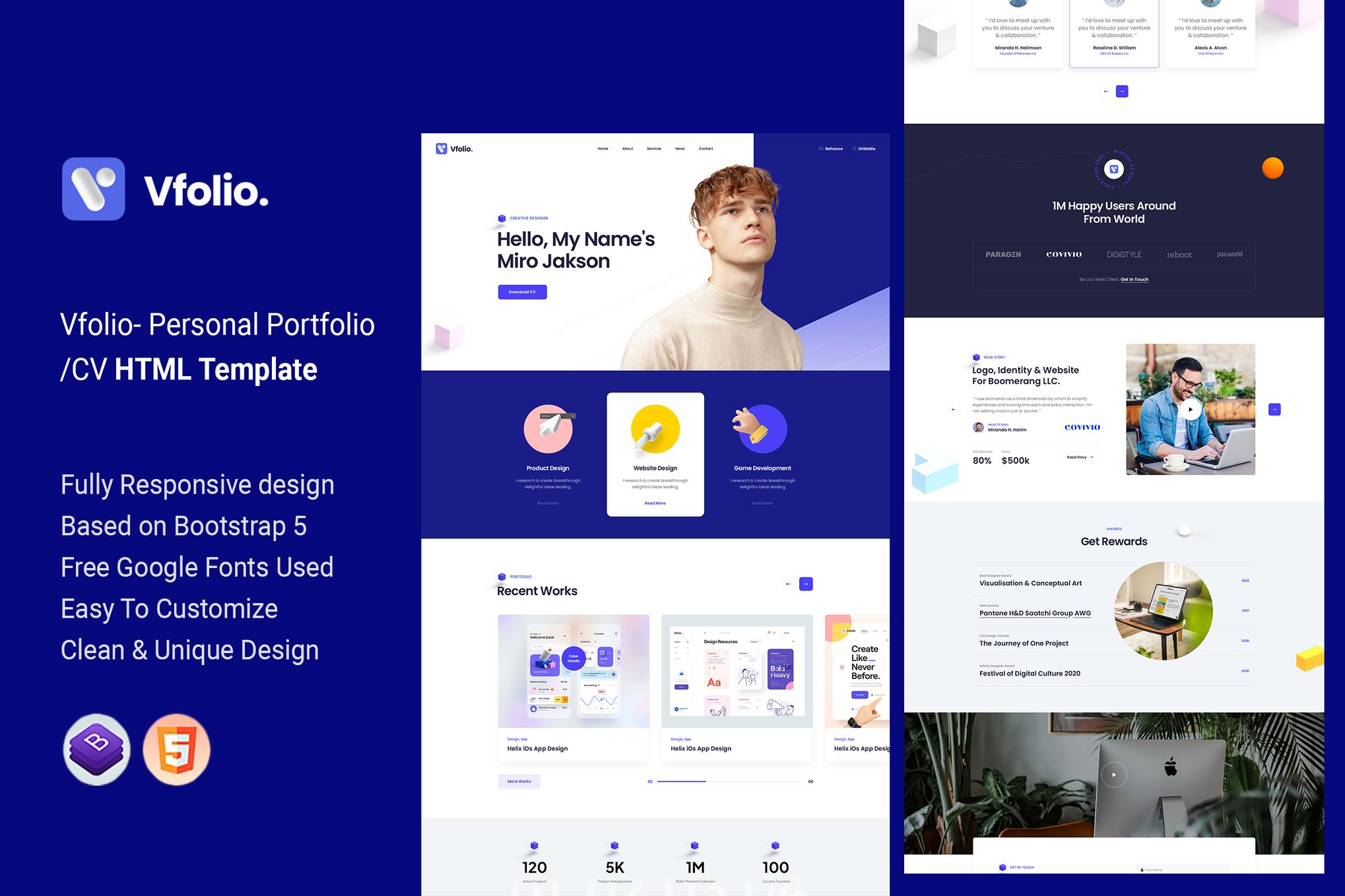 Vfolio- Personal Portfolio/CV HTML Template
