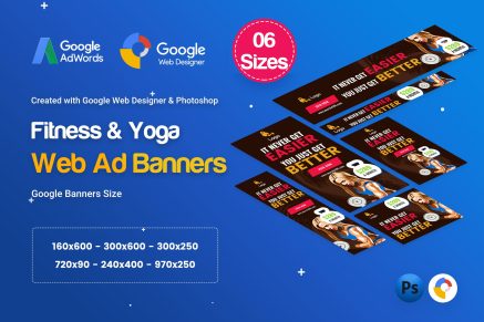 Yoga and Fitness Banners Ad D35 - GWD and PSD
