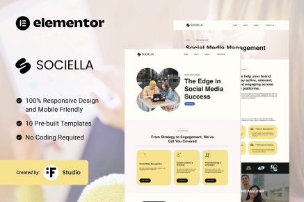 Sociella – Social Media Agencies Elementor Template Kit