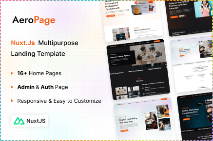 AeroPage- NuxtJS Landing Page & Admin Template