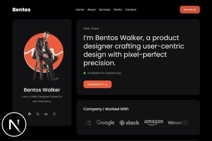 Bentos- Personal Portfolio Next JS Template