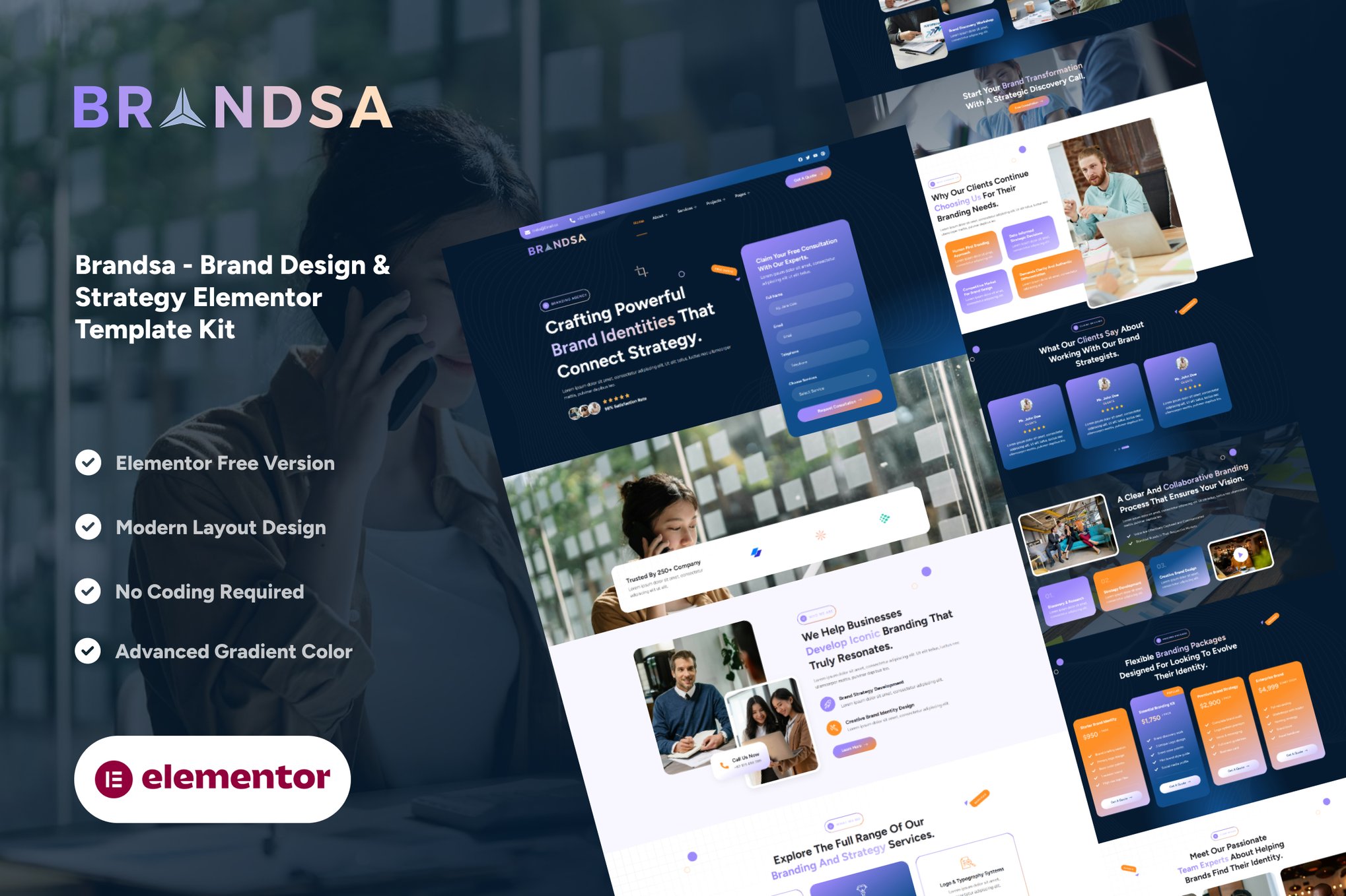 Brandsa- Brand Design & Strategy Elementor Template Kit