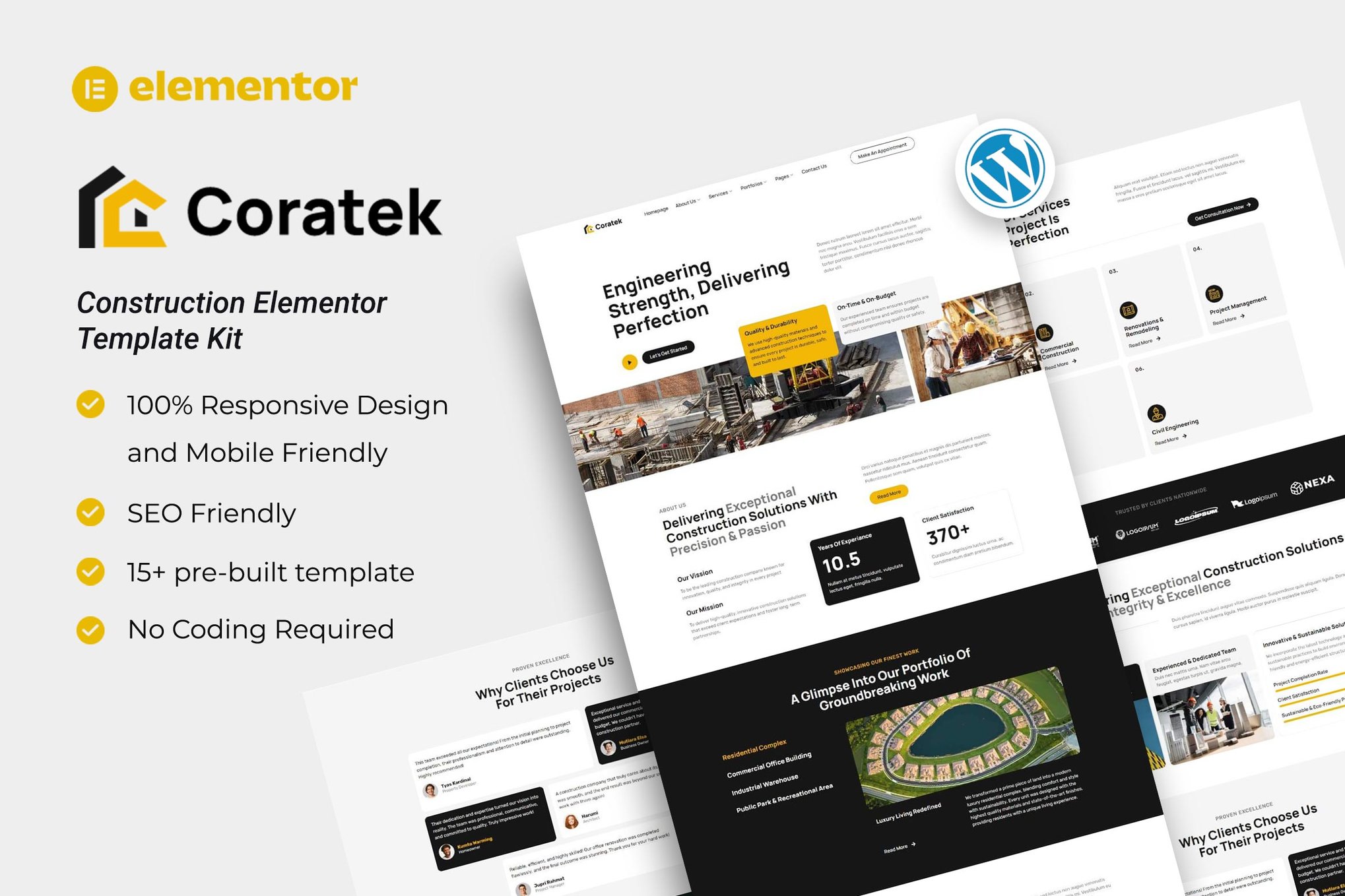 Coratek- Construction Elementor Template Kit