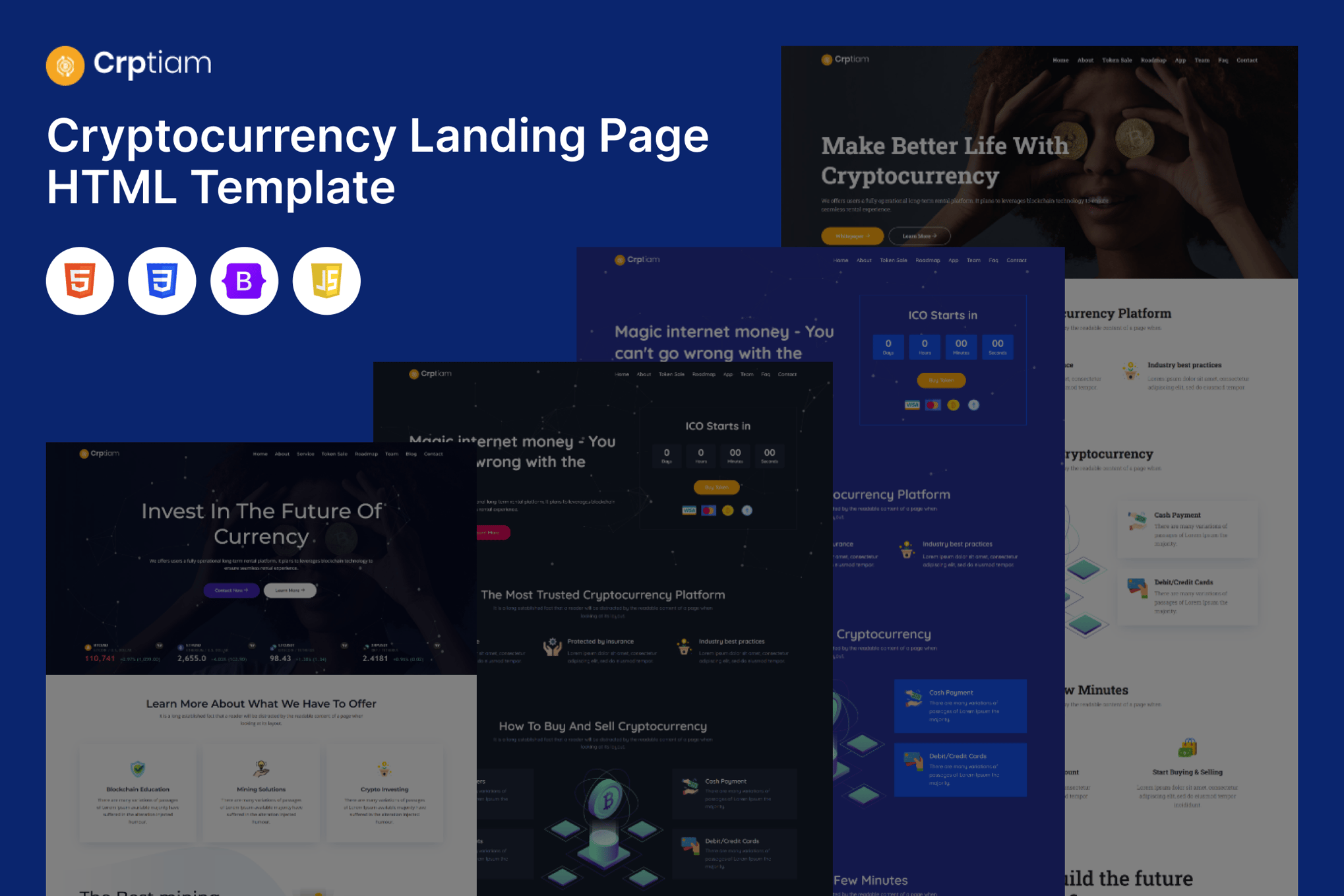 Crptiam- Cryptocurrency LandingPage HTML Template