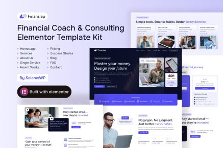 FinanSiap- Financial Coach & Consulting Elementor Pro Template Kit