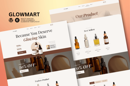 Glowmart- Beauty Cosmestics & Skincare Ecommerce Elementor Template Kit
