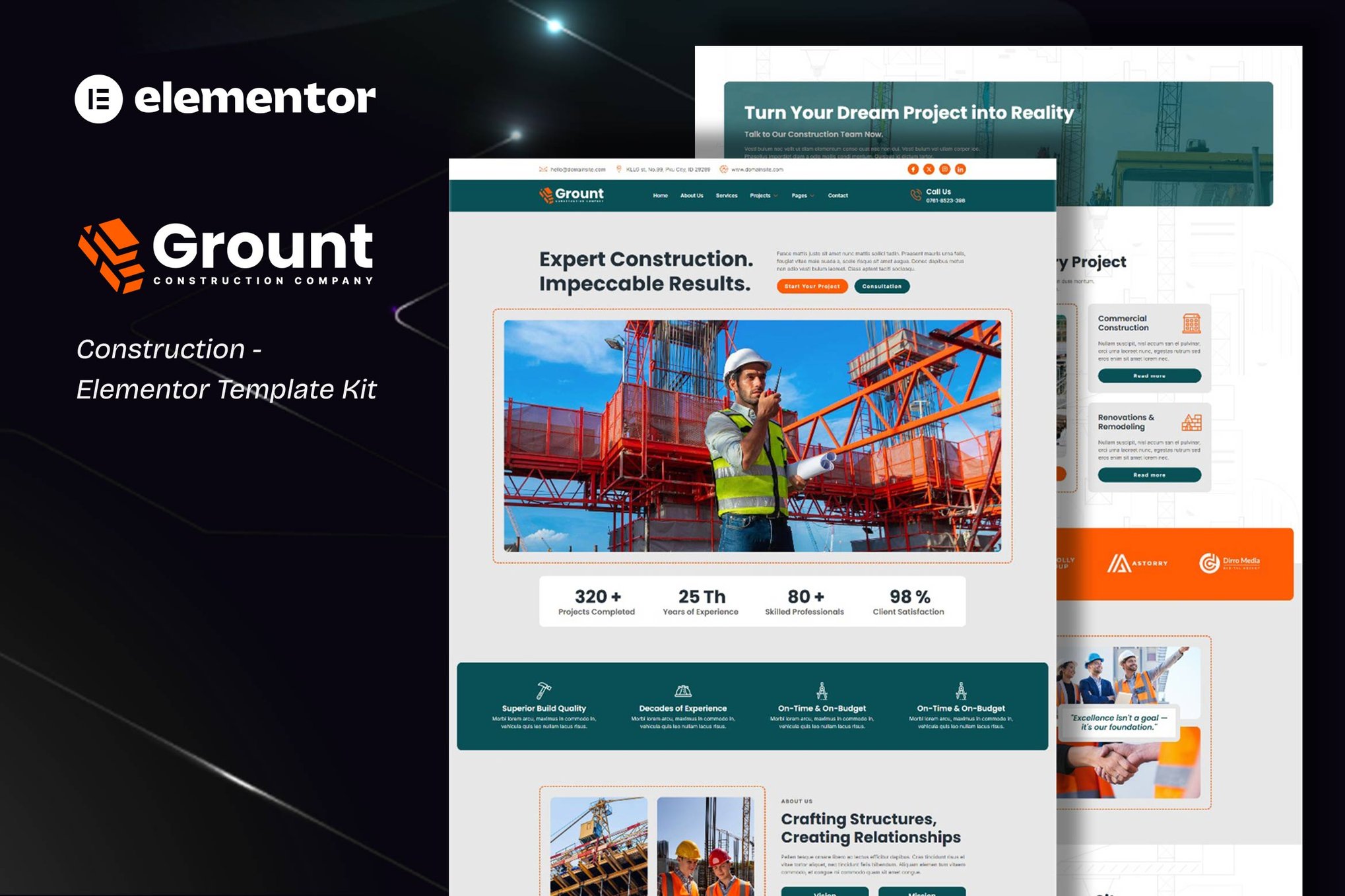 Grount- Construction Elementor Template Kit