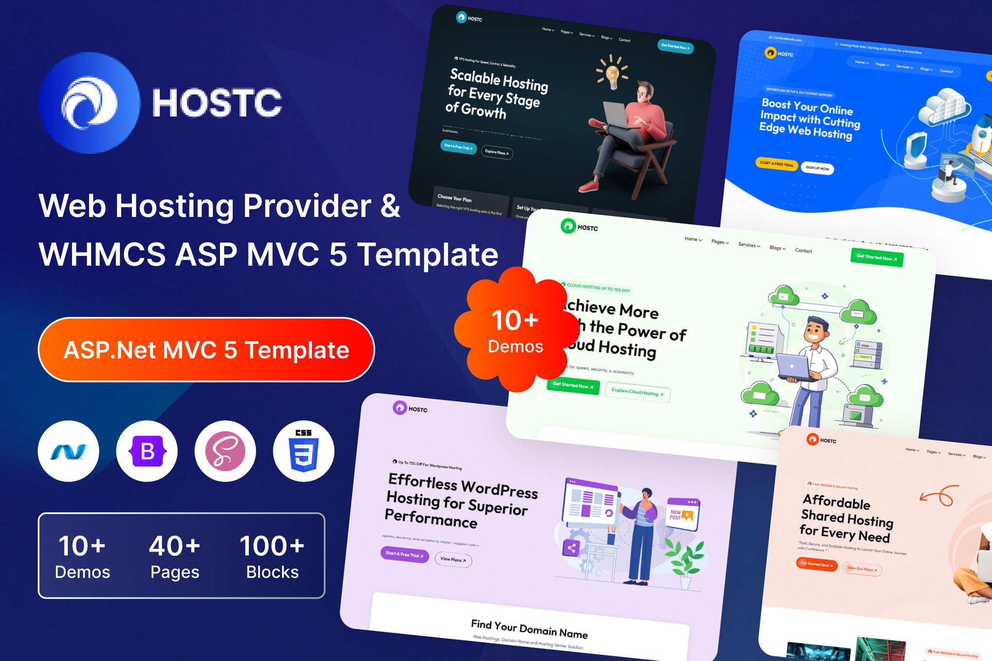 Hostc- Web Hosting Provider & WHMCS ASPNet MVC 5 Template