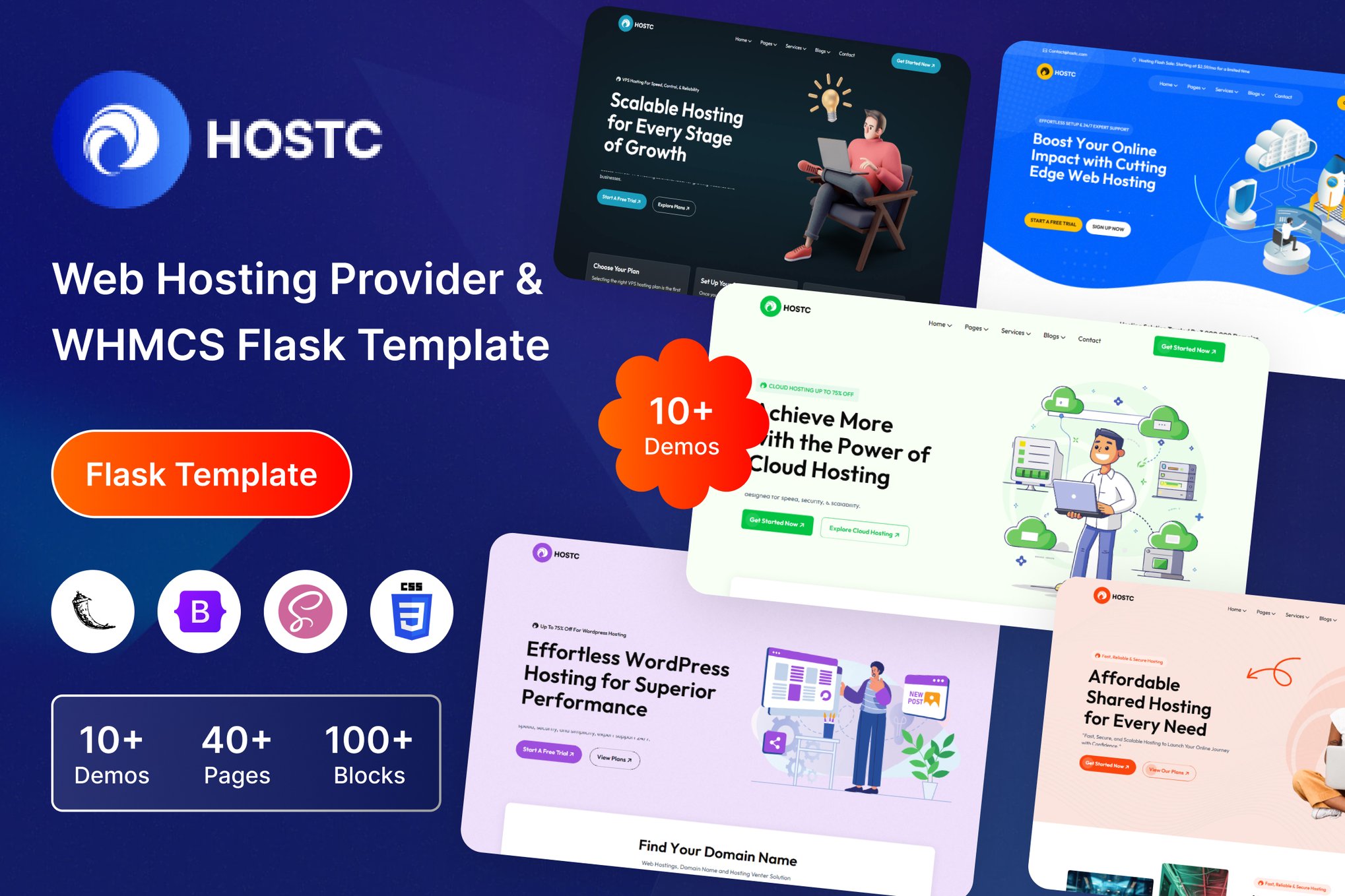 Hostc- Web Hosting Provider WHMCS Flask Template