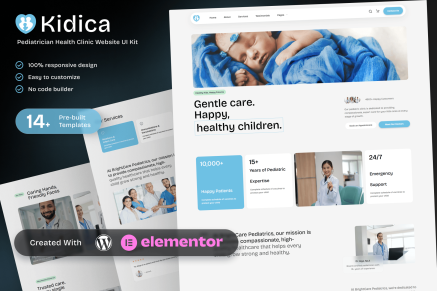 Kidica- Health Clinic & Pediatrician Elementor Template Kit for Childcare Services