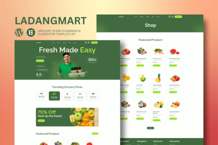 Ladangmart- Grocery Store eCommerce Elementor Template Kit