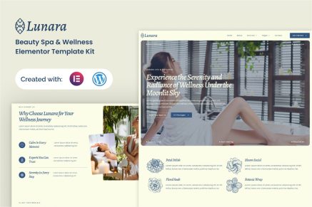 Lunara - Beauty Spa Wellnes Elementor Template Kit