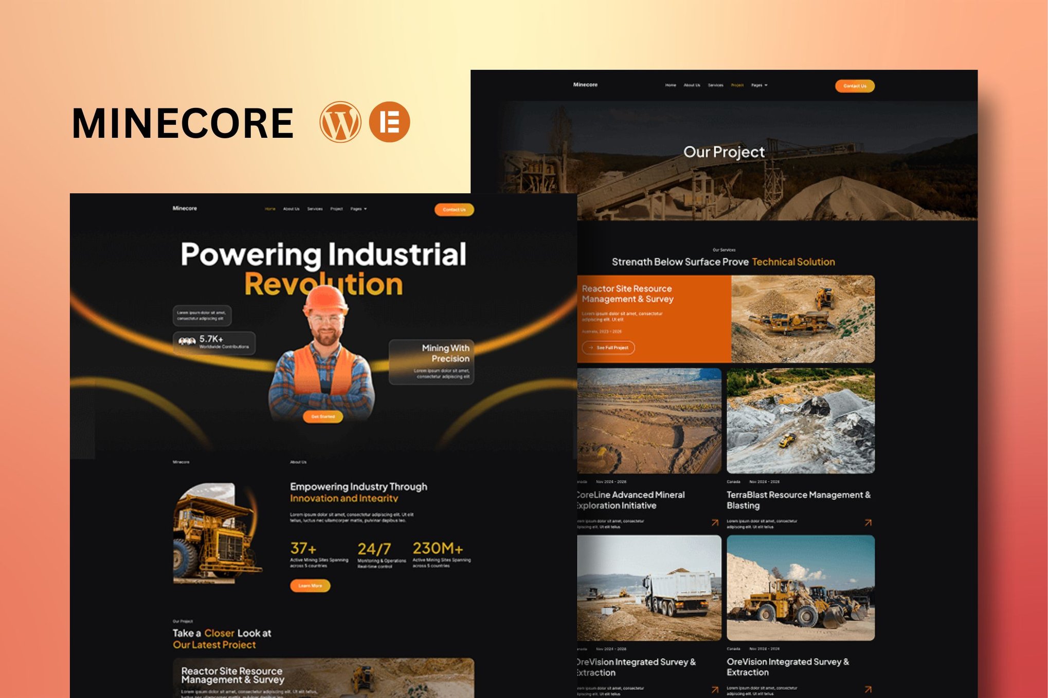 Minecore- Mining & Industry Elementor Template Kit