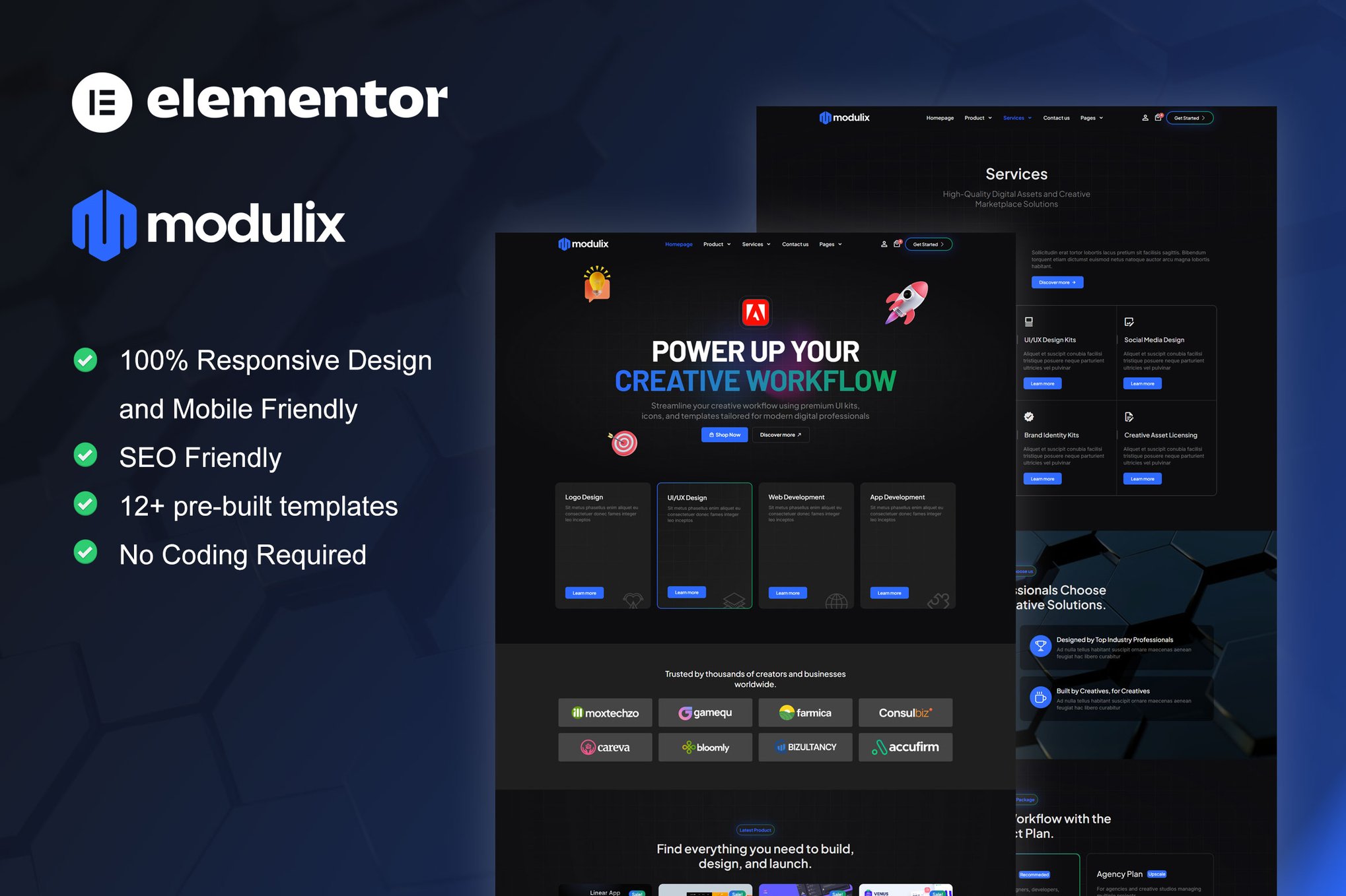 Modulix- Digital Product Store Elementor Pro Template Kit