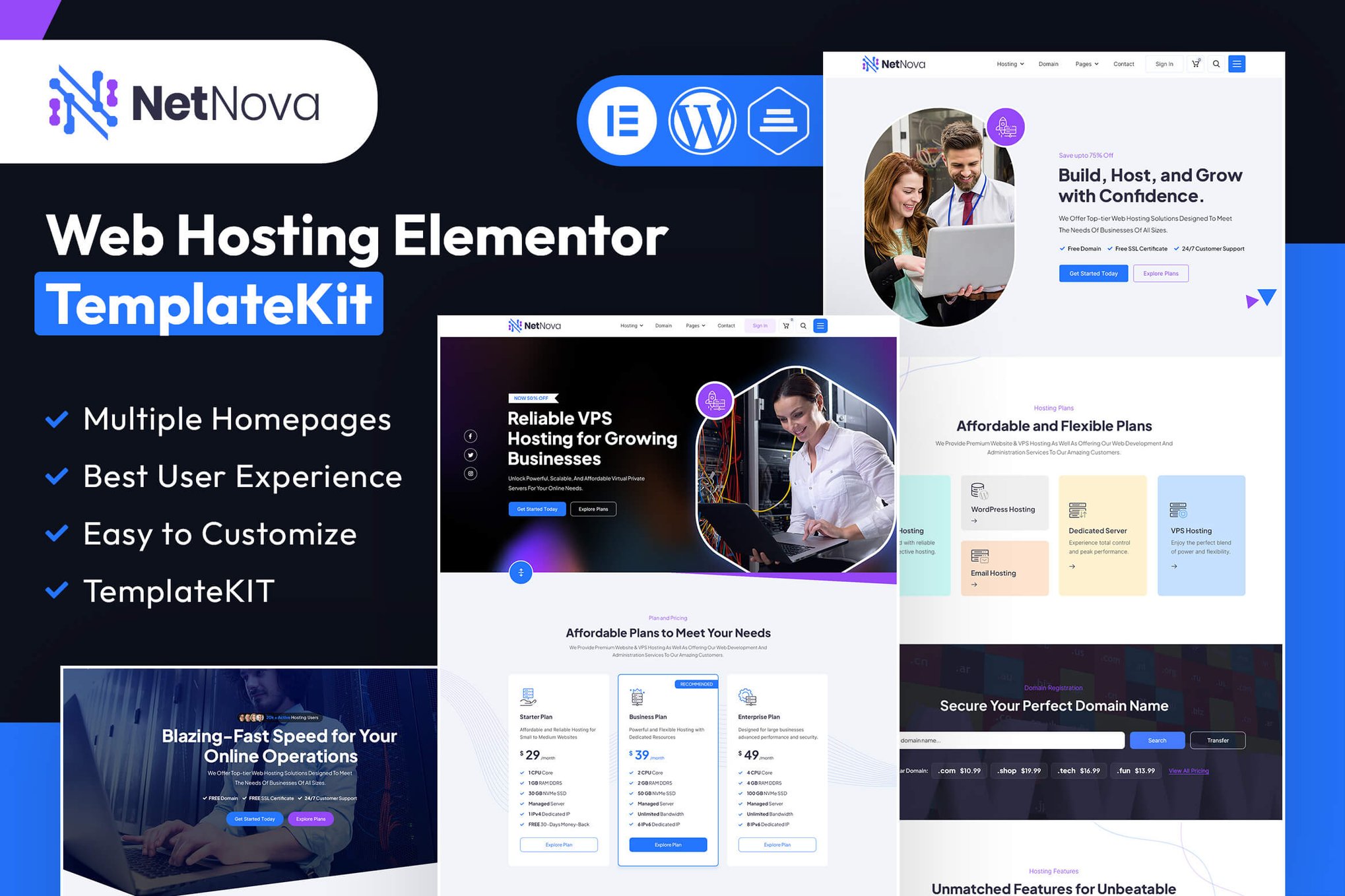 NetNova- Web Hosting Elementor Template Kit