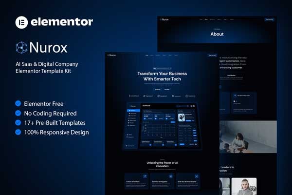 Nurox- AI Saas & Digital Company Elementor Template Kit