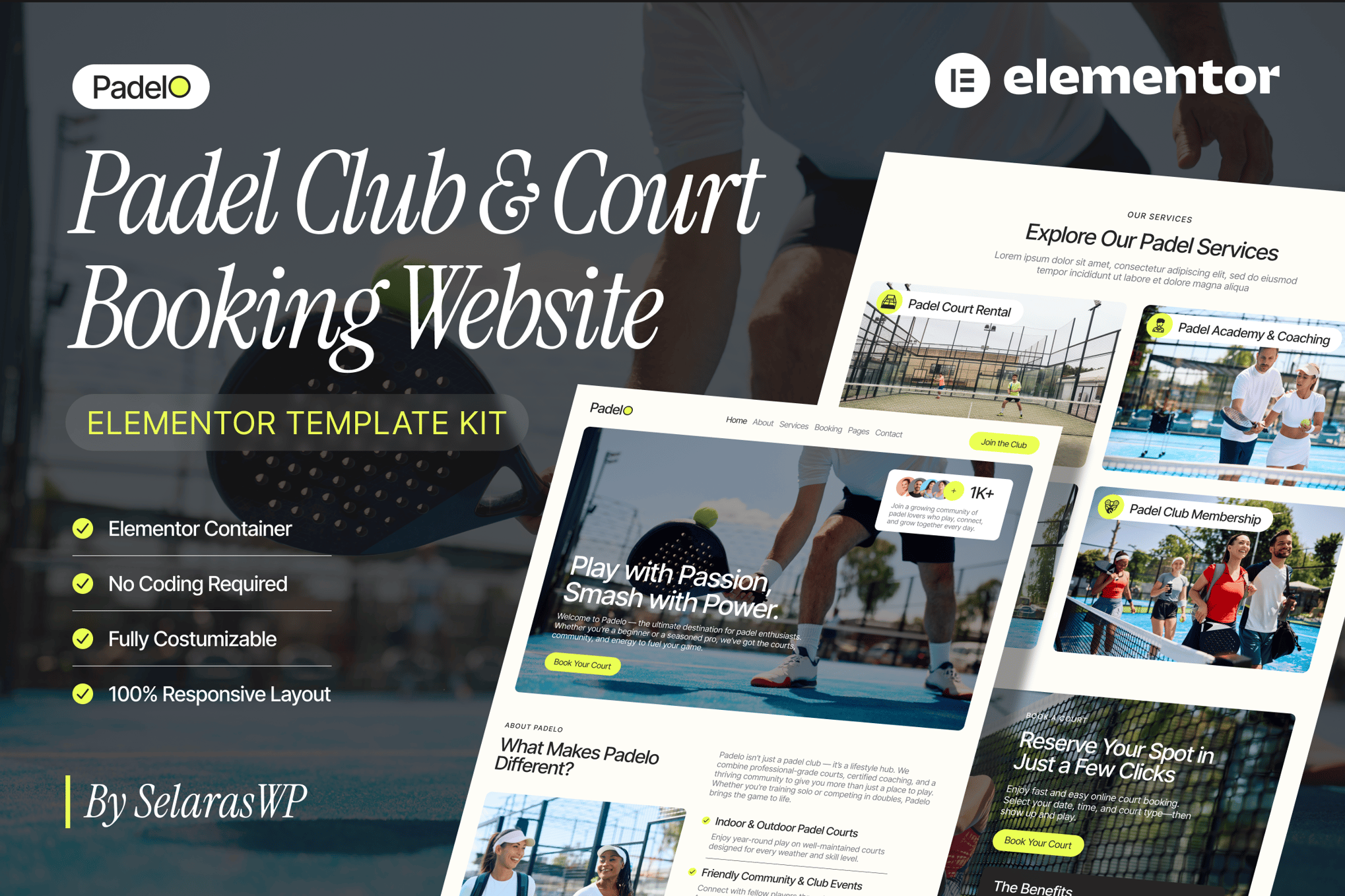 Padelo- Padel Club & Court Booking Elementor Pro Template Kit