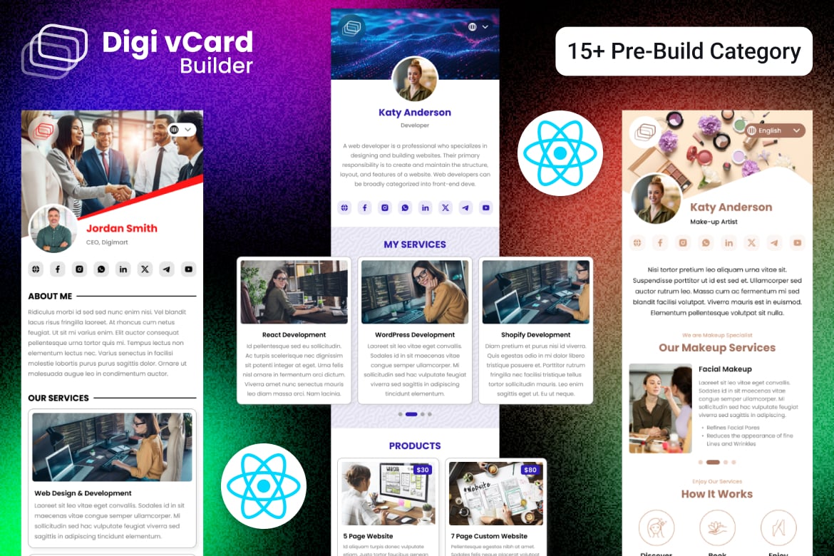 Personal Business Card React Template- Digi vCard