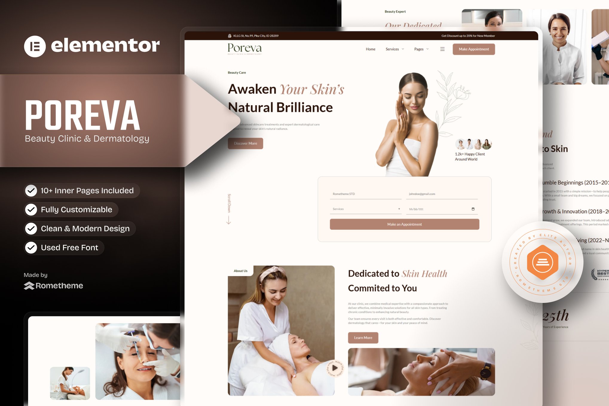 Poreva- Beauty Clinic & Dermatology Elementor Template Kit