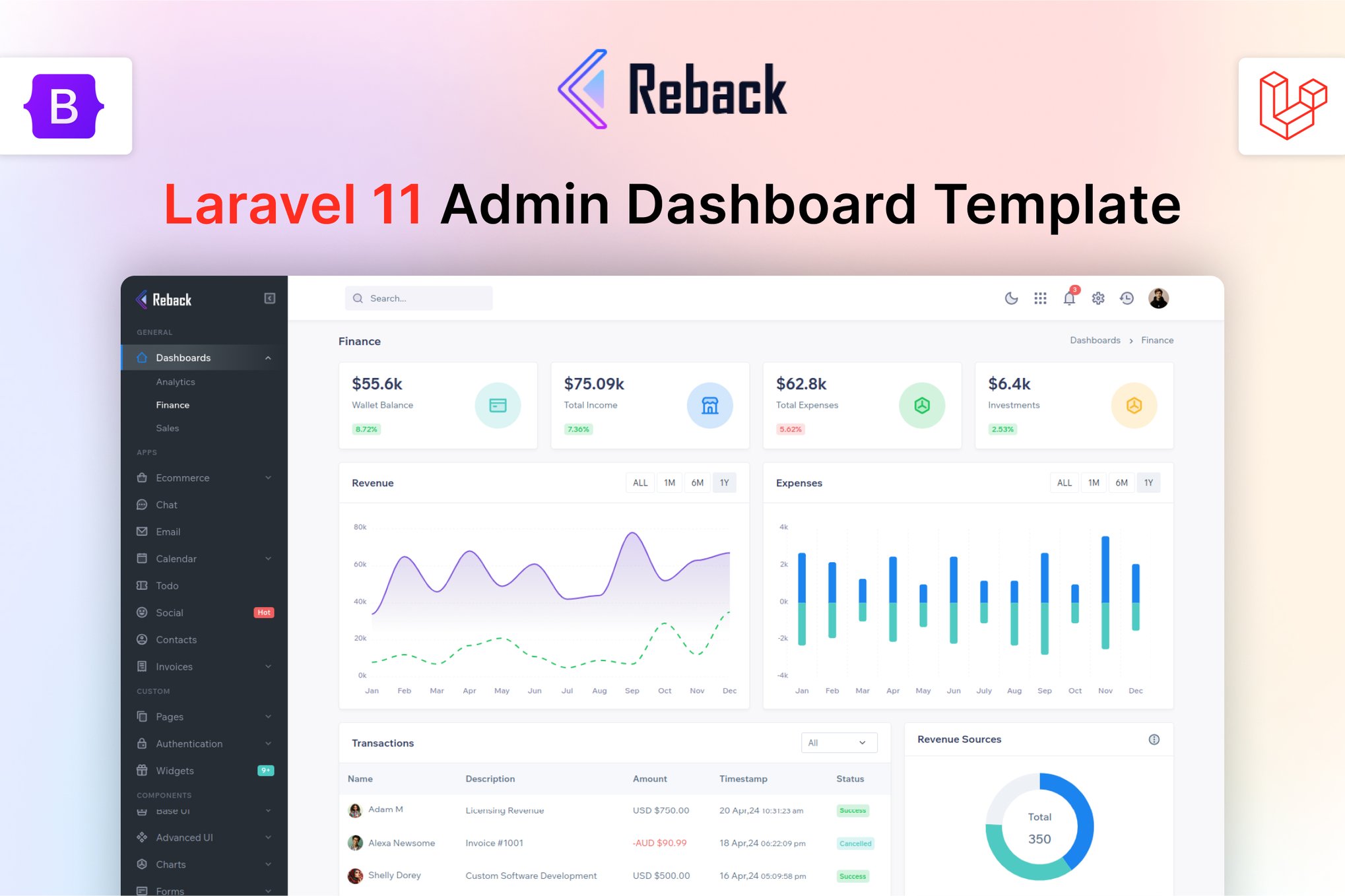 Reback- Laravel 11 Admin & Dashboard Template