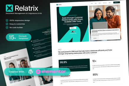 Relatrix- CRM SAAS Platform Elementor Template Kit for Customer Relationship Solutions
