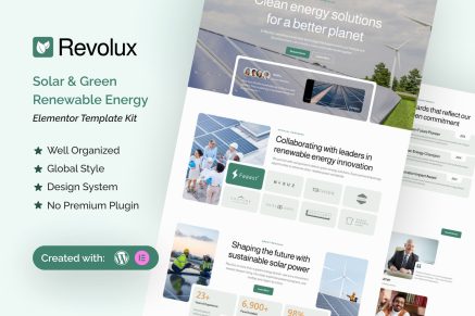 Revolux- Solar & Green Renewable Energy Elementor Template Kit