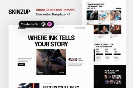 Skinzup- Tattoo Studio & Removal Elementor Template Kit