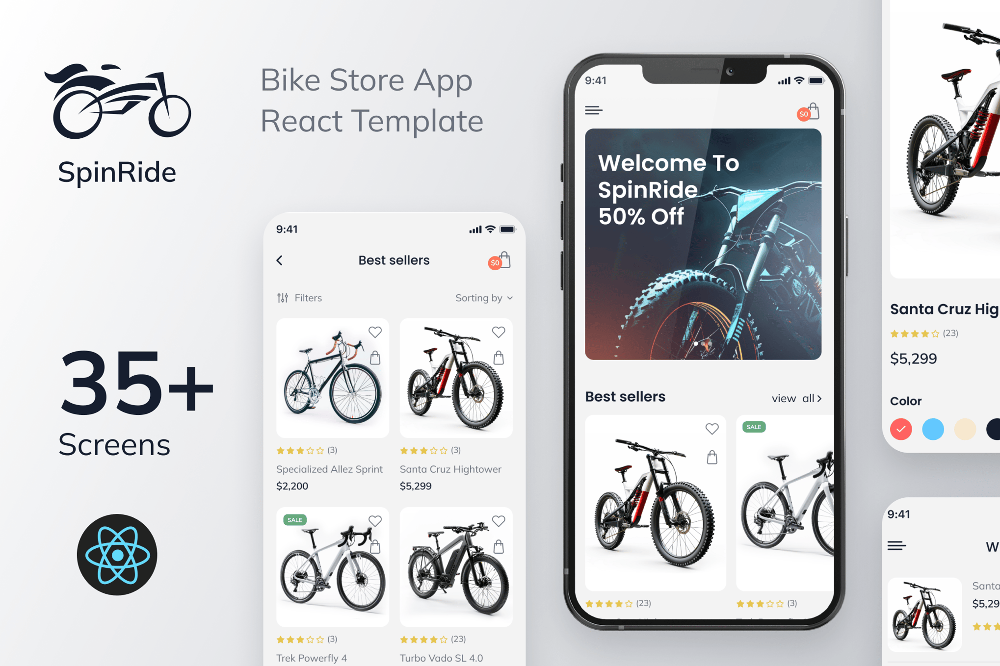 SpinRide- Bike Store React Mobile App | PWA