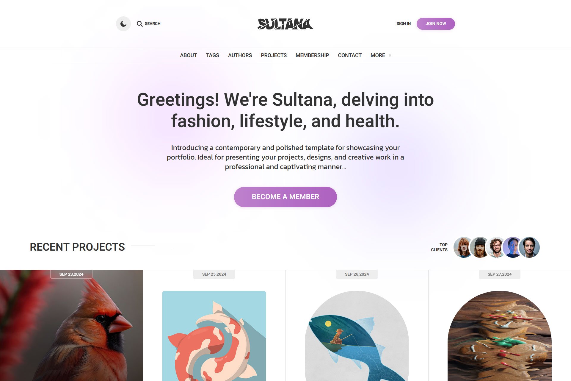 Sultana- Minimal Personal Portfolio HTML Template
