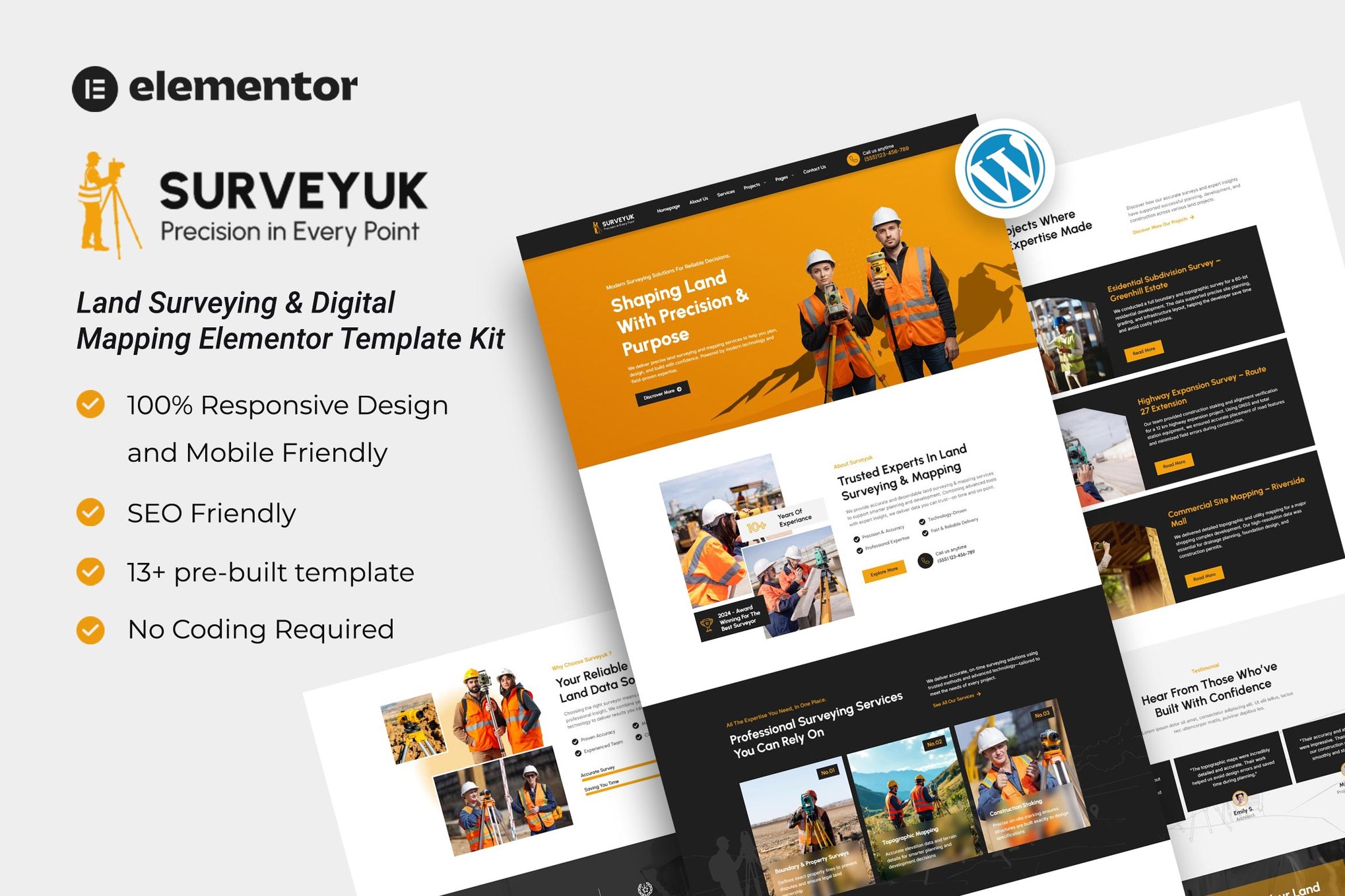 Surveyuk- Land Surveying & Digital Mapping Elementor Template Kit
