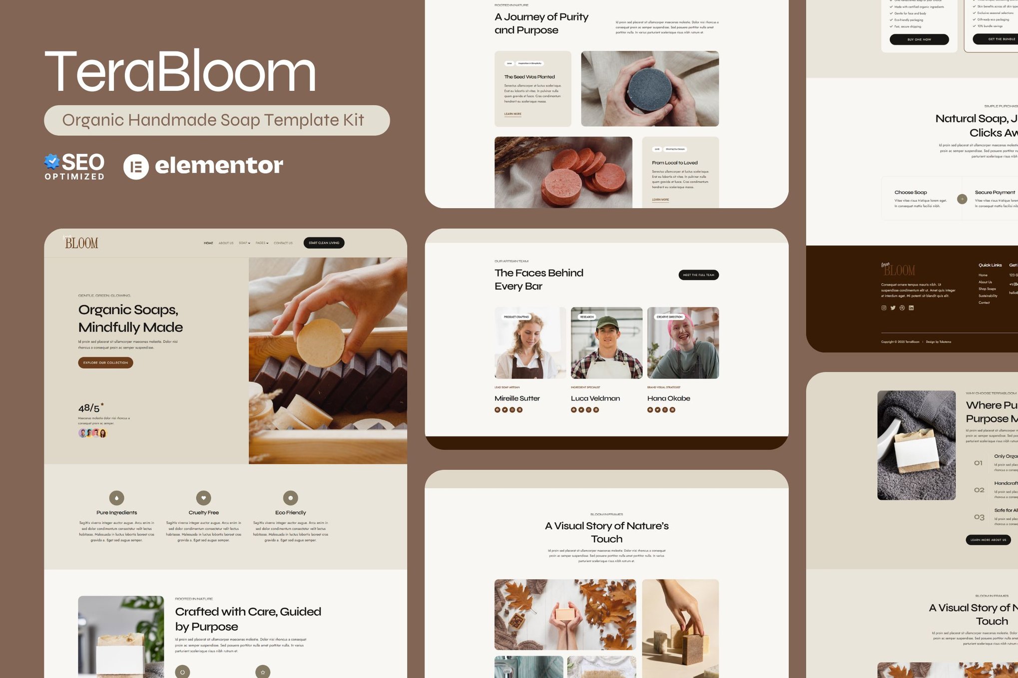 TerraBloom- Organic Handmade Soap Elementor Template Kit