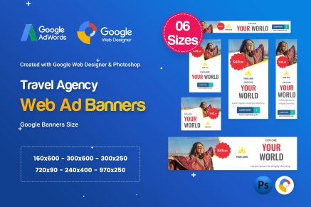 Travel Agency Banners HTML5 D56 Ad- GWD & PSD