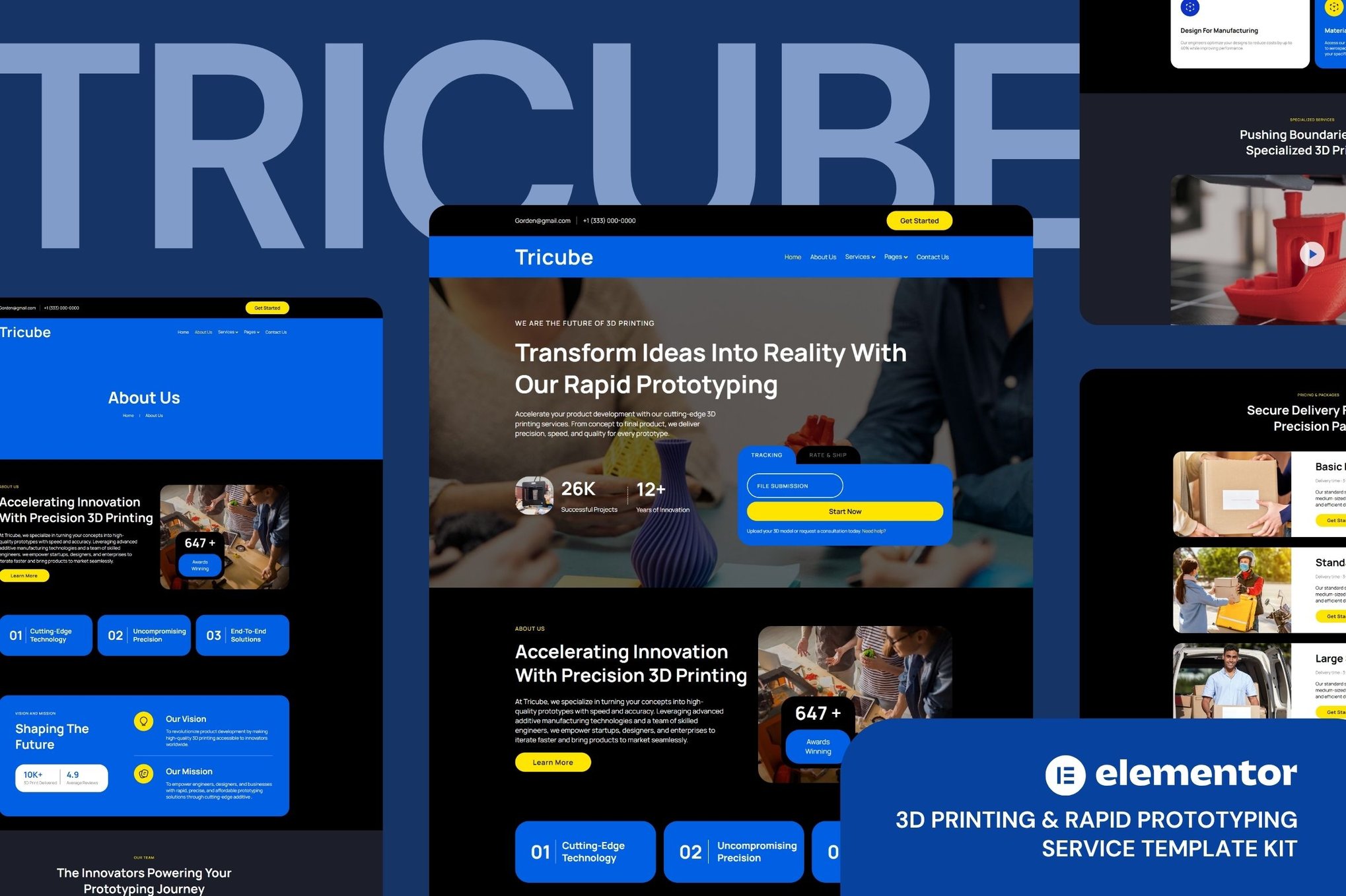 Tricube- 3D Printing & Rapid Prototyping Services Elementor Template Kits