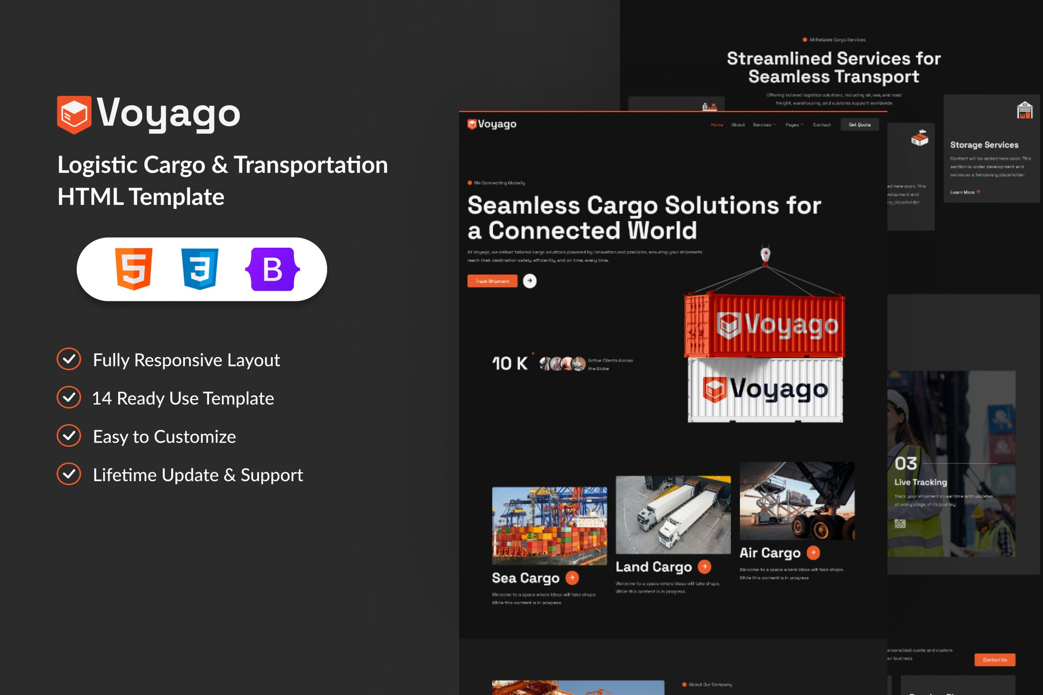 Voyago- Logistic Cargo & Transportation HTML Template