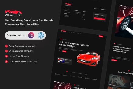 Wheelux- Car Detailing Services & Car Repair Elementor Template Kits