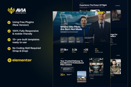 Avia - Aviation & Flight School Elementor Template Kit