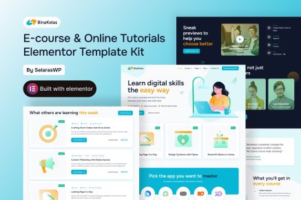 BinaKelas - E-Course & Online Tutorials Elementor Template Kit