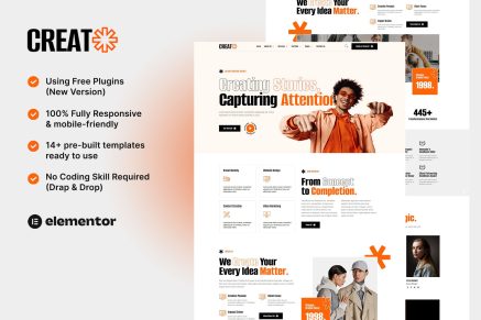 Creat - Creative Agency & Portfolio Elementor Template Kit