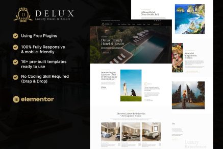 Delux - Luxury Hotel & Resort Elementor Template Kit