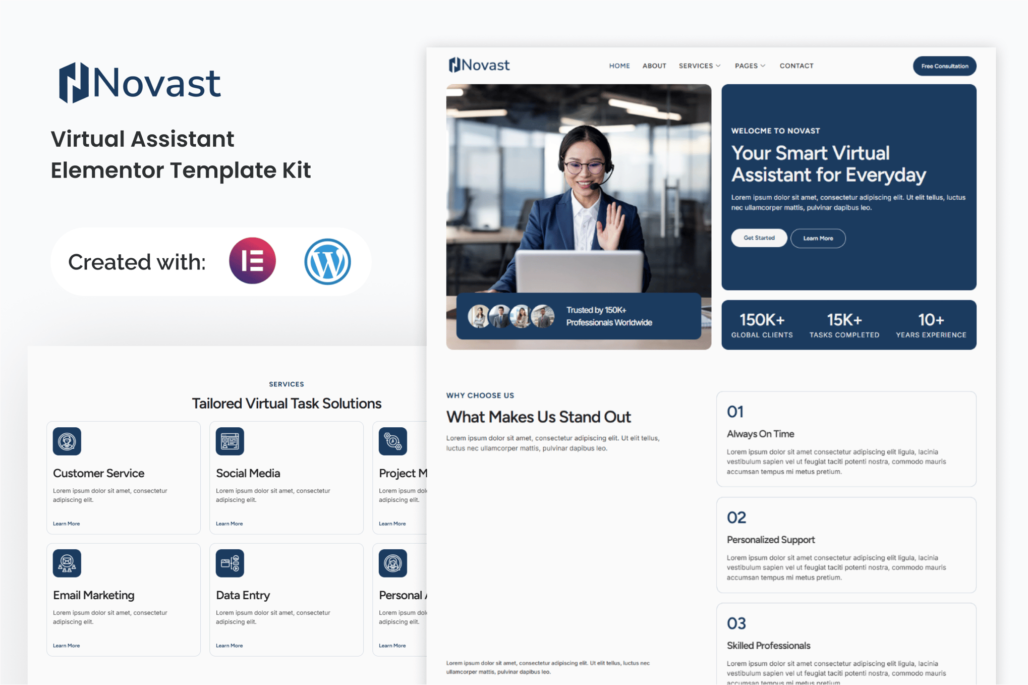 Novast - Virtual Assistant Elementor Template Kit