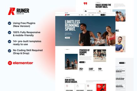 Runer - Running Club, Marathon & Sports Events Elementor Template Kit