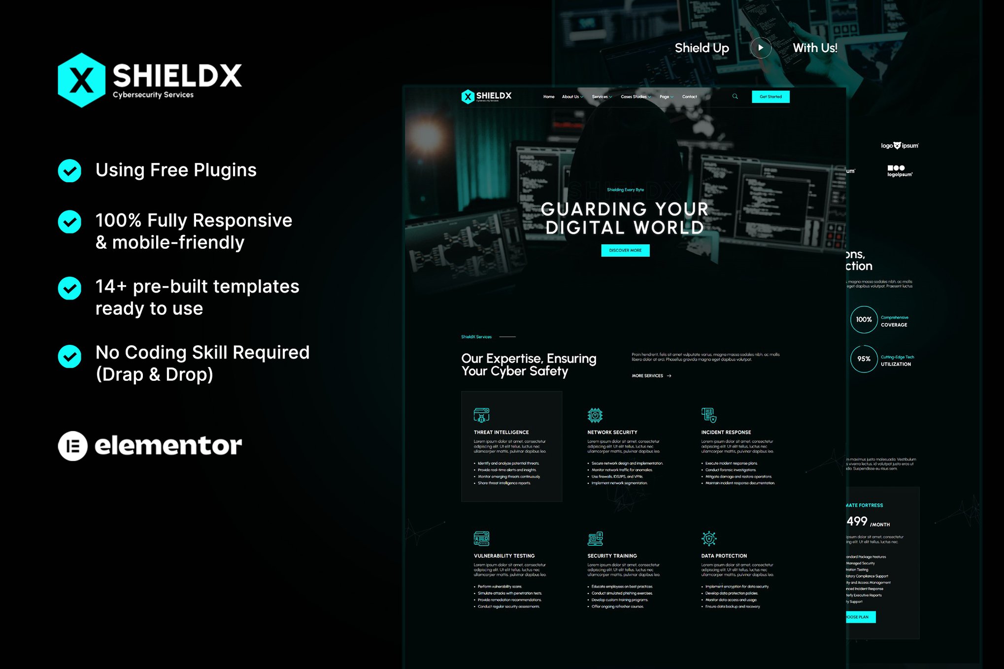 ShieldX – Cybersecurity Services Elementor Template Kit
